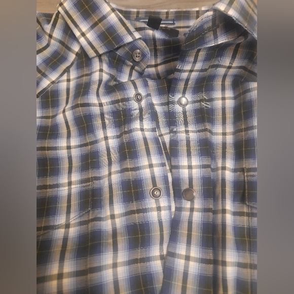 Banana Republic - Mens Casual Button Down Shirt - Large - Blue/Black Plaid - Picture 7 of 9